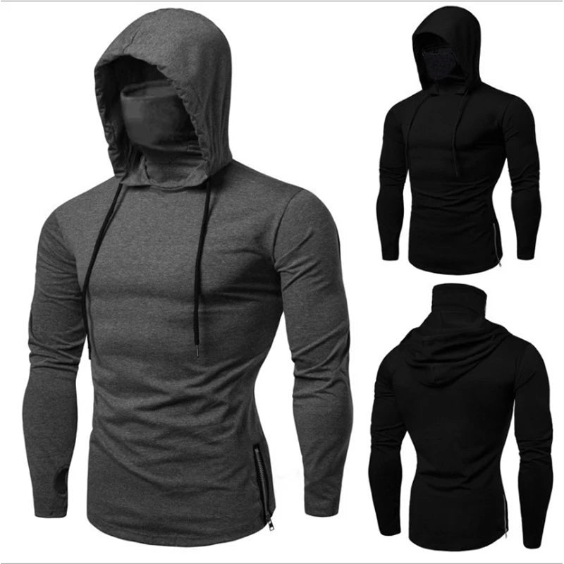 Mens Long Sleeve Hoodie With Mask