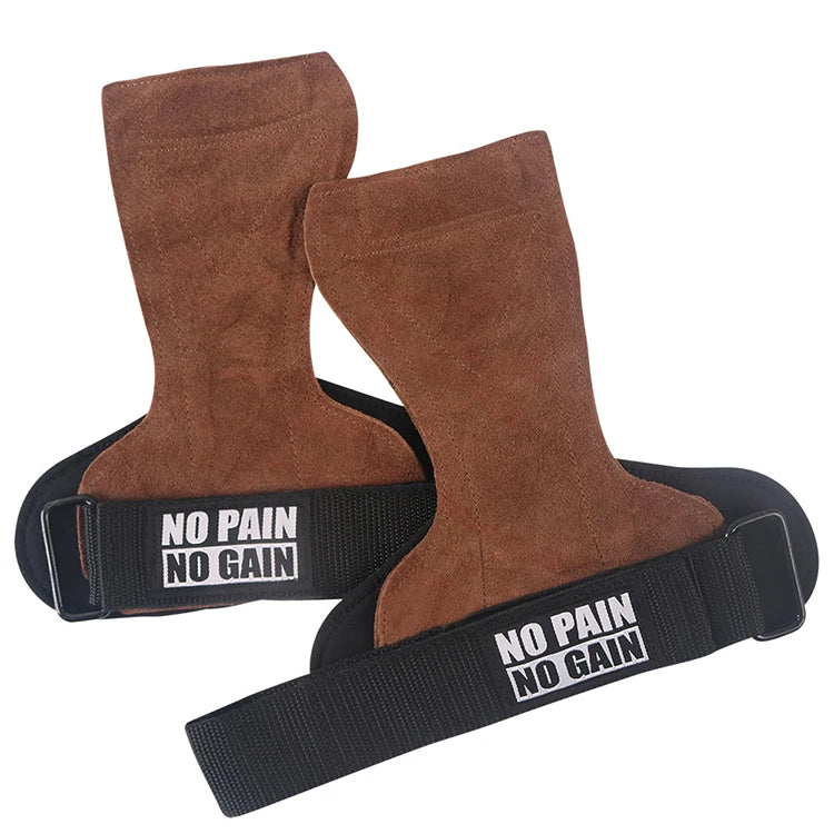 Cowhide Gym Grips: Anti-Skid Power Lifting Pads with Palm Protection