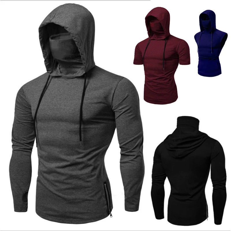 Mens Long Sleeve Hoodie With Mask