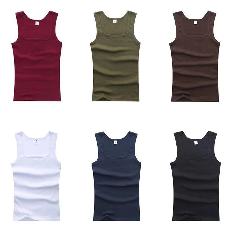 Mens Tank top: skin tight 100% Cotton Sleeveless Solid Color Muscle T Shirt For Men