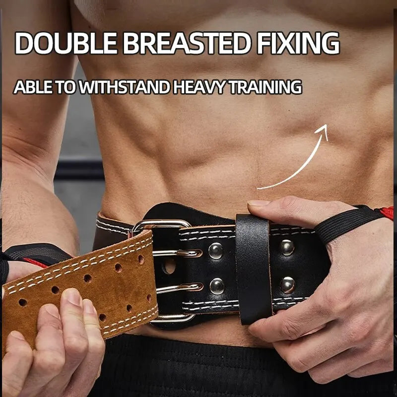 Leather Weightlifting Belt: Quick Locking Belt for Weightlifting, Squatting, Bodybuilding