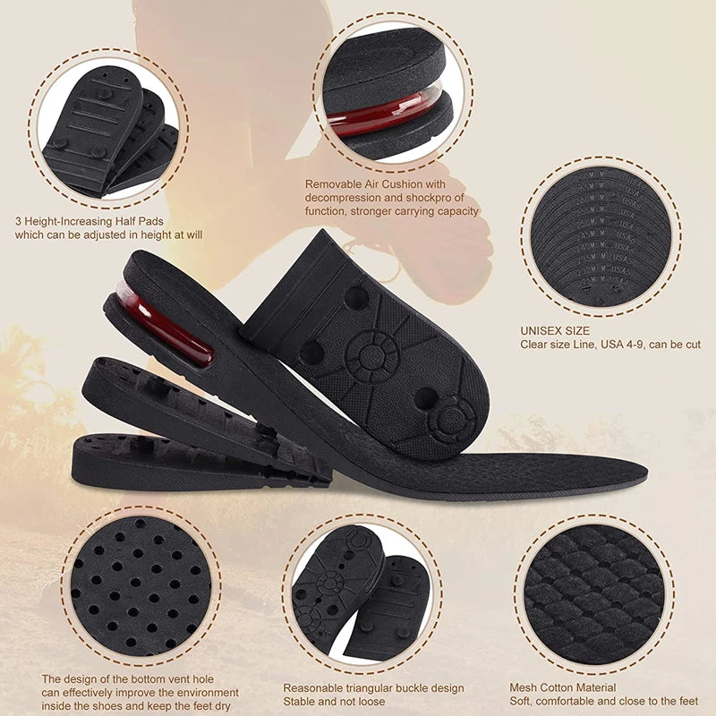 Height Increase Insoles with Air Cushion for Men and Women: Insoles 3-9cm Height increase