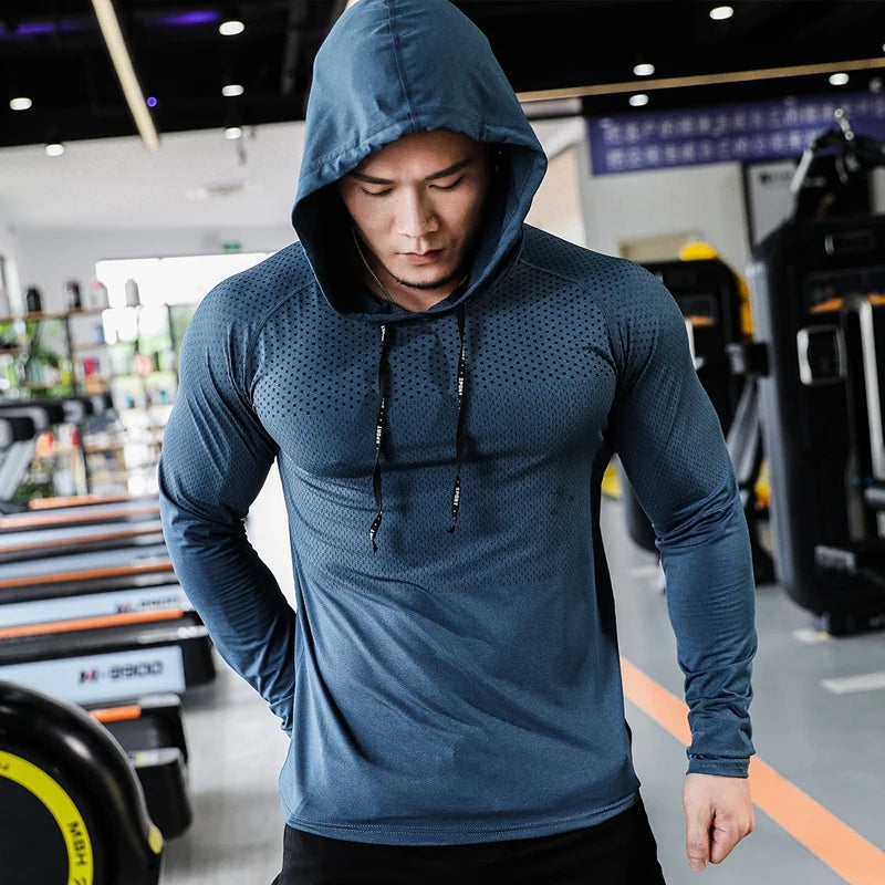 Mens Fitness Sport Hoodie: Muscle Training Sweatshirt