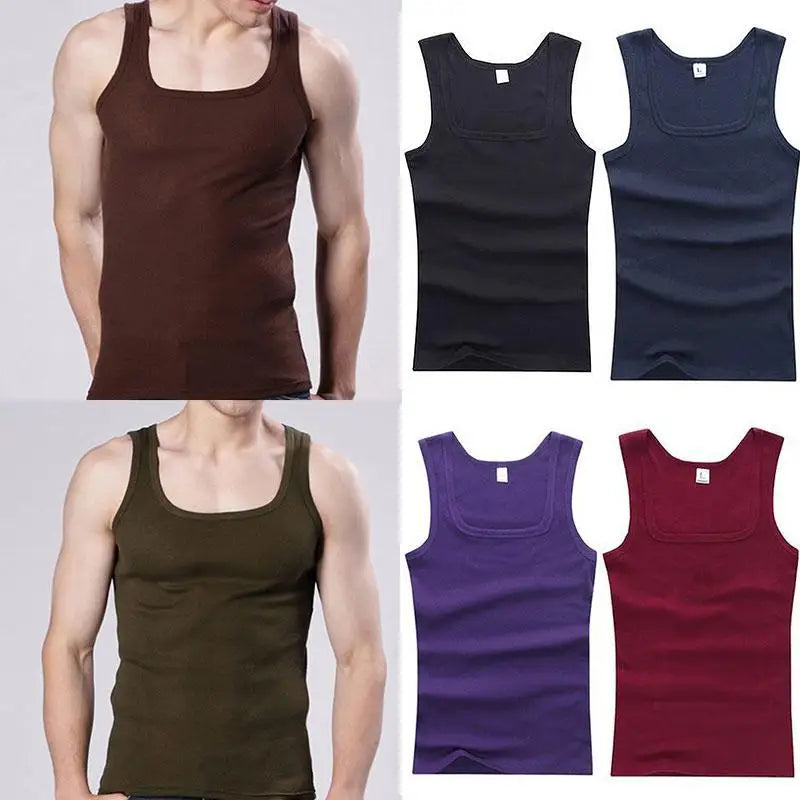 Mens Tank top: skin tight 100% Cotton Sleeveless Solid Color Muscle T Shirt For Men